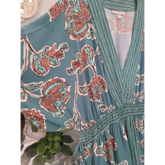 Knox Rose Teal and Red Floral Maxi Dress - Picture 4 of 15